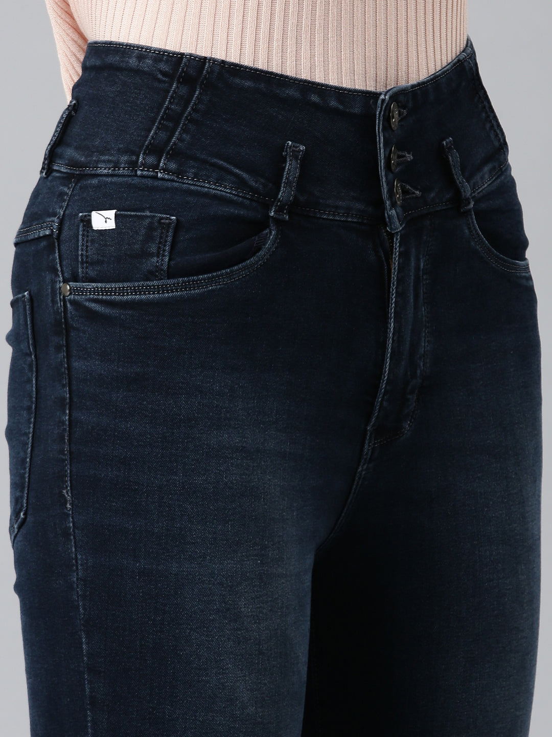 Women's Navy Blue Clean Look Denim Bootcut Jeans