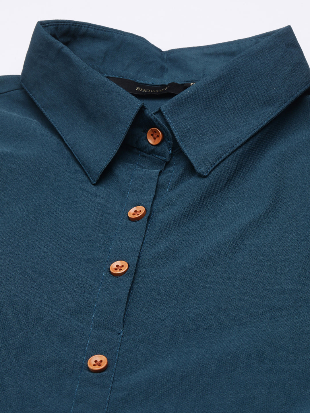 Women's Teal Belted Shirt Style Dress