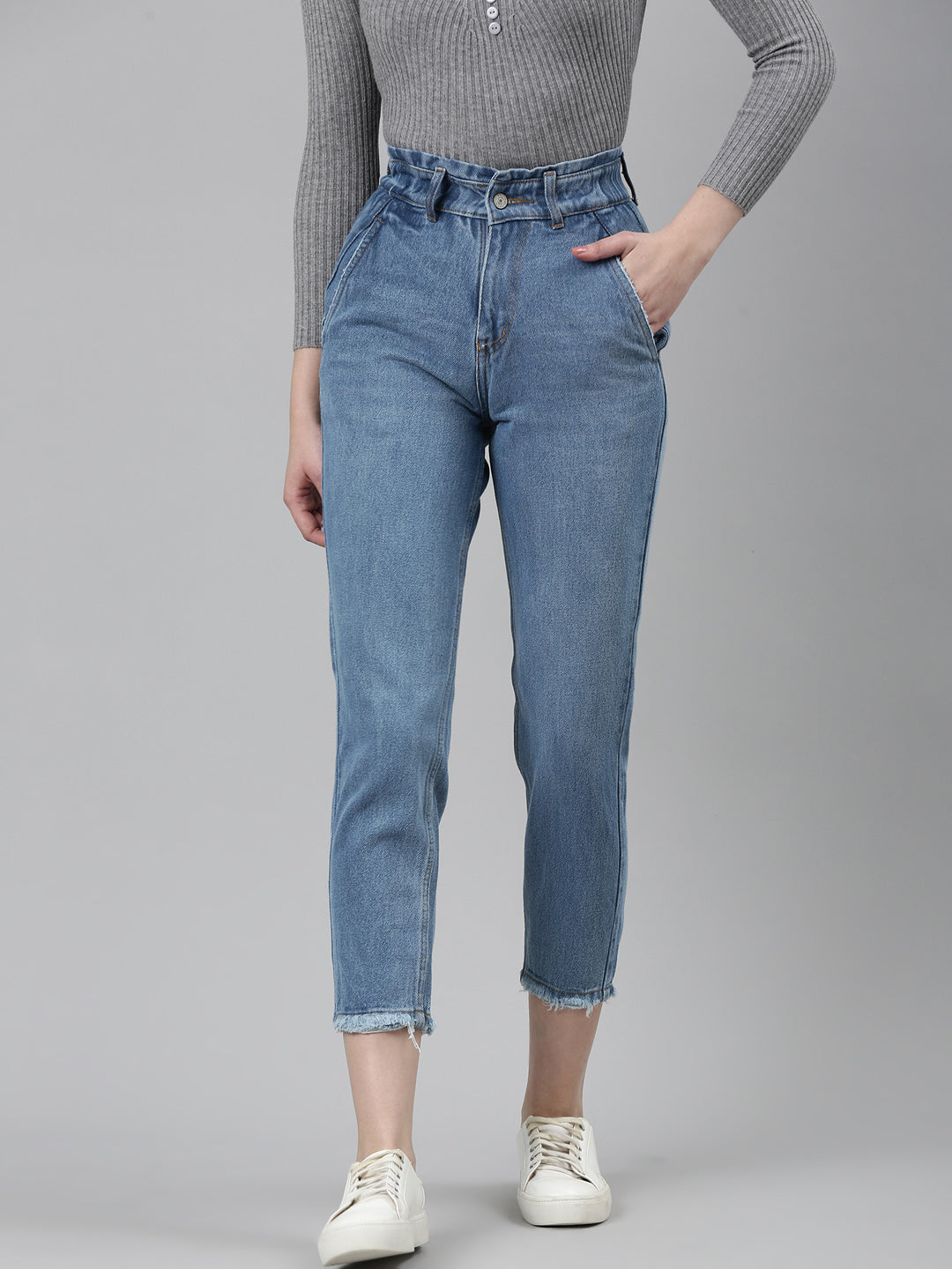 Women's Blue High-Rise Light Fade Light Shade Denim Jeans