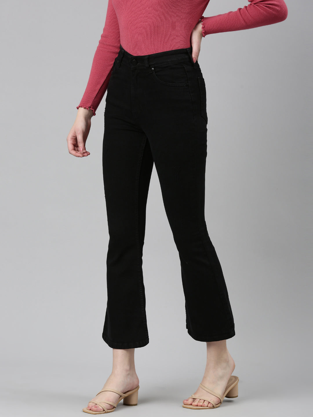 Women's Black Bootcut Mid Rise Bootcut Denim Jeans