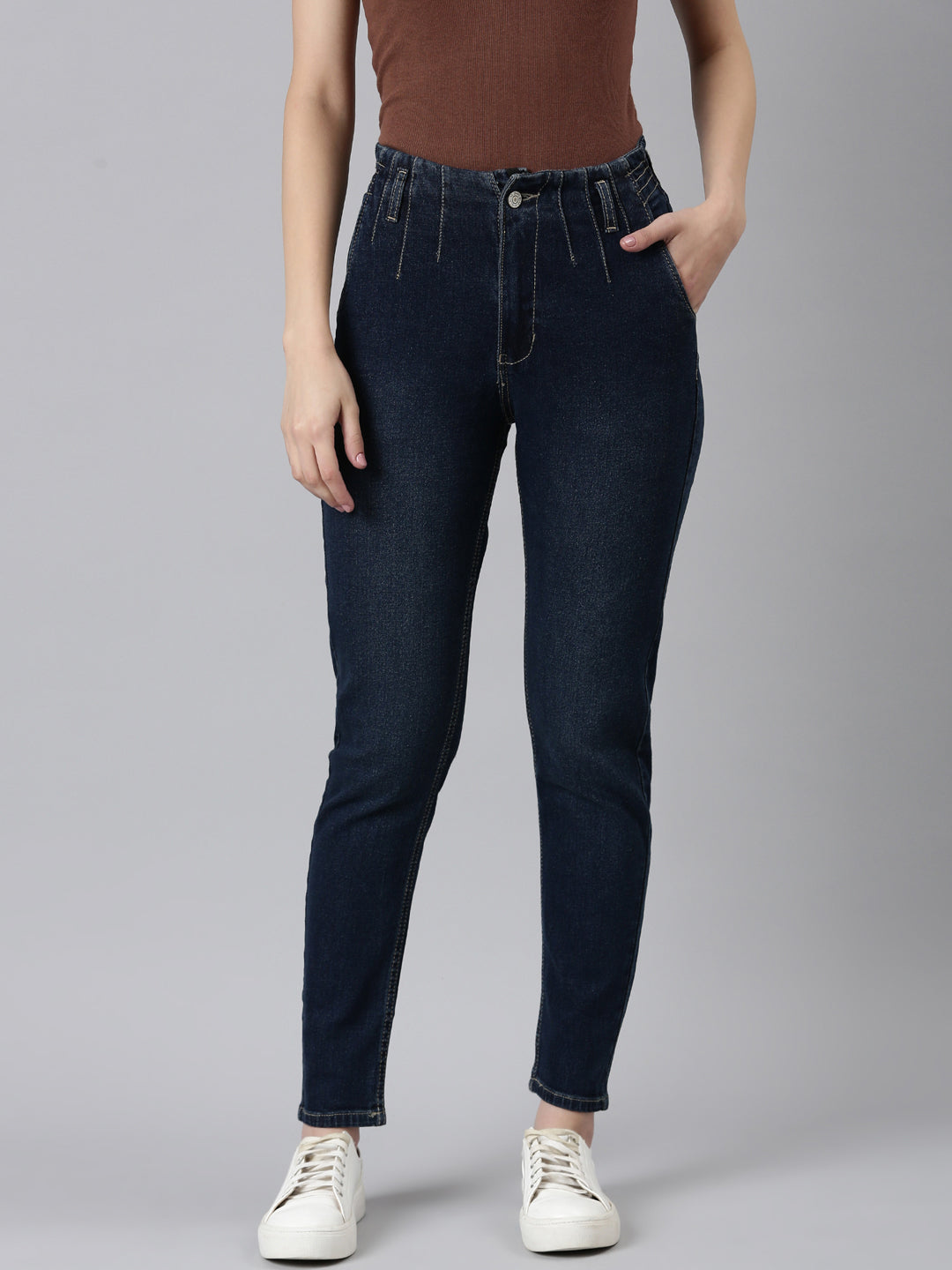 Women's Blue Acid Wash Light Fade Denim Jeans