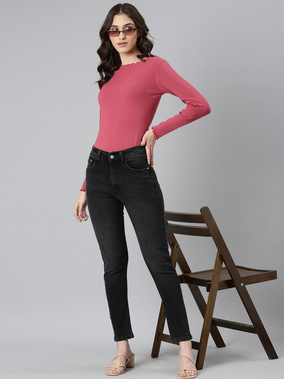 Women's Black Light Fade High-Rise Denim Jeans