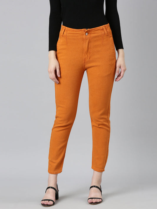Women's Mustard Mid-Rise Slim Fit Coloured Shade Denim Jeans