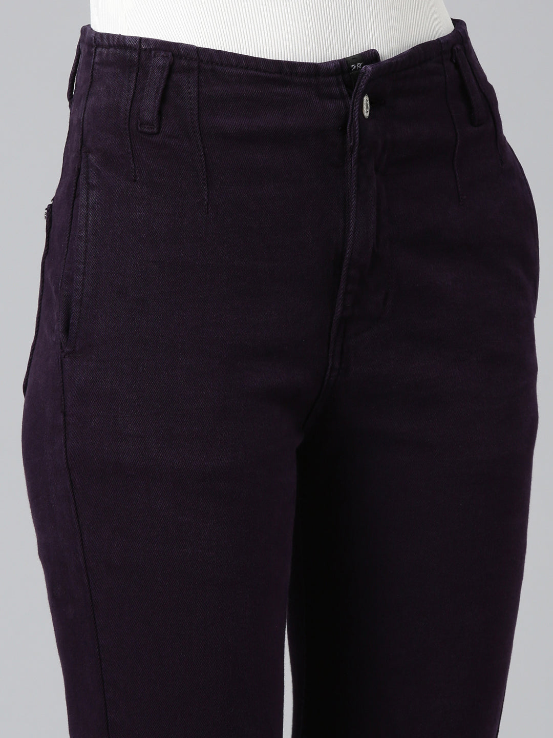 Women's Purple Jean Acid Wash Slim Fit Mid-Rise Denim Jeans
