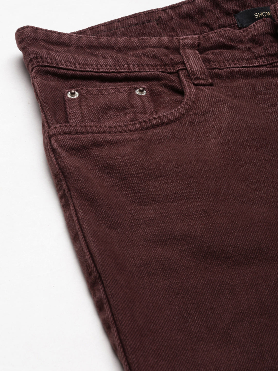 Women's Red Acid Wash High-Rise Denim Slit Jeans