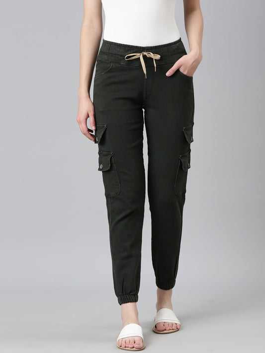 Women's Olive Mid-Rise Denim Jeans