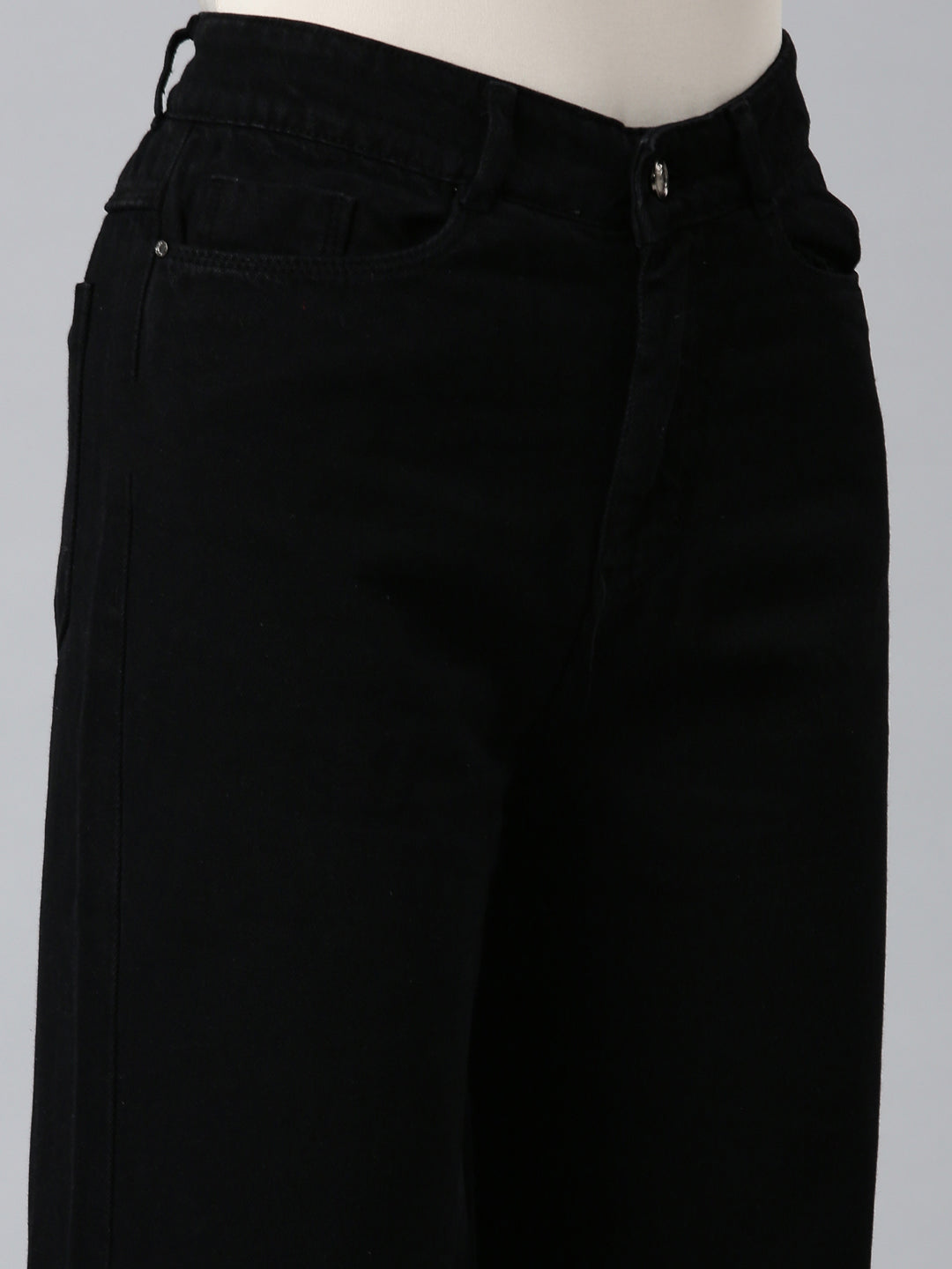Women's Black High Rise Straight Fit Denim Jeans