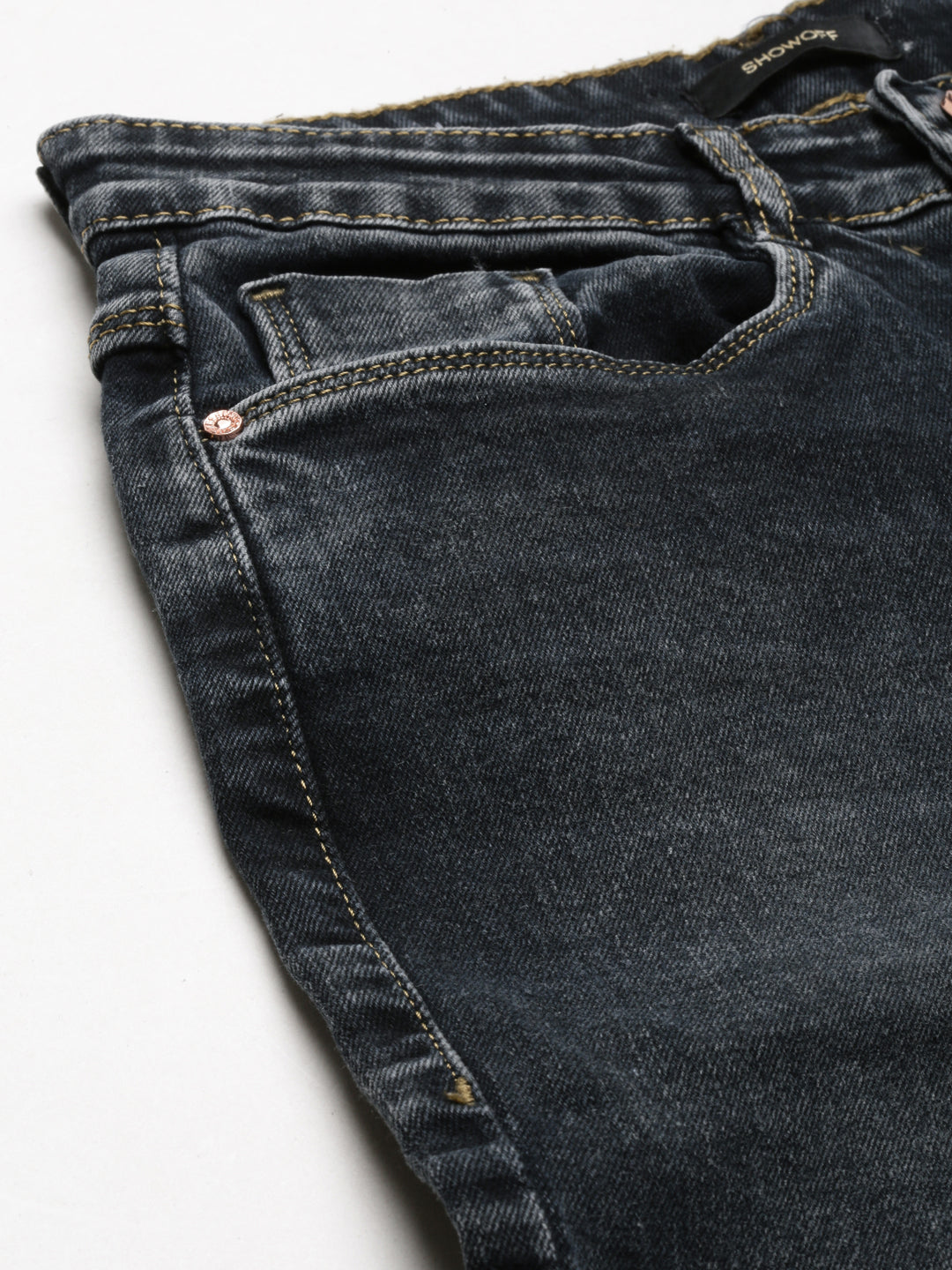 Women's Dark Grey High Rise Jean Mom Fit Light Fade Denim Jeans