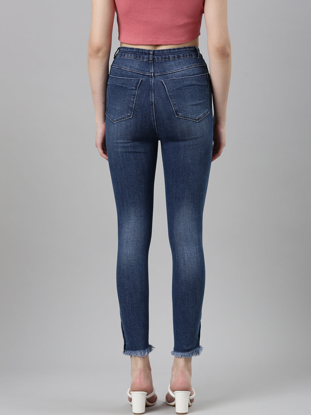Women's Blue Skinny Fit Light Fade Acid Wash High-Rise Denim Jeans