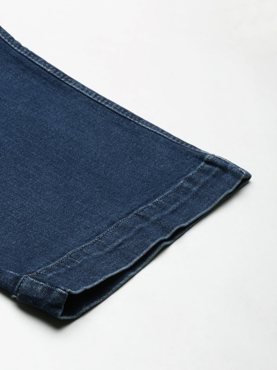 Women's Navy Blue Acid Wash Wide Leg Mid-Rise Denim Jeans