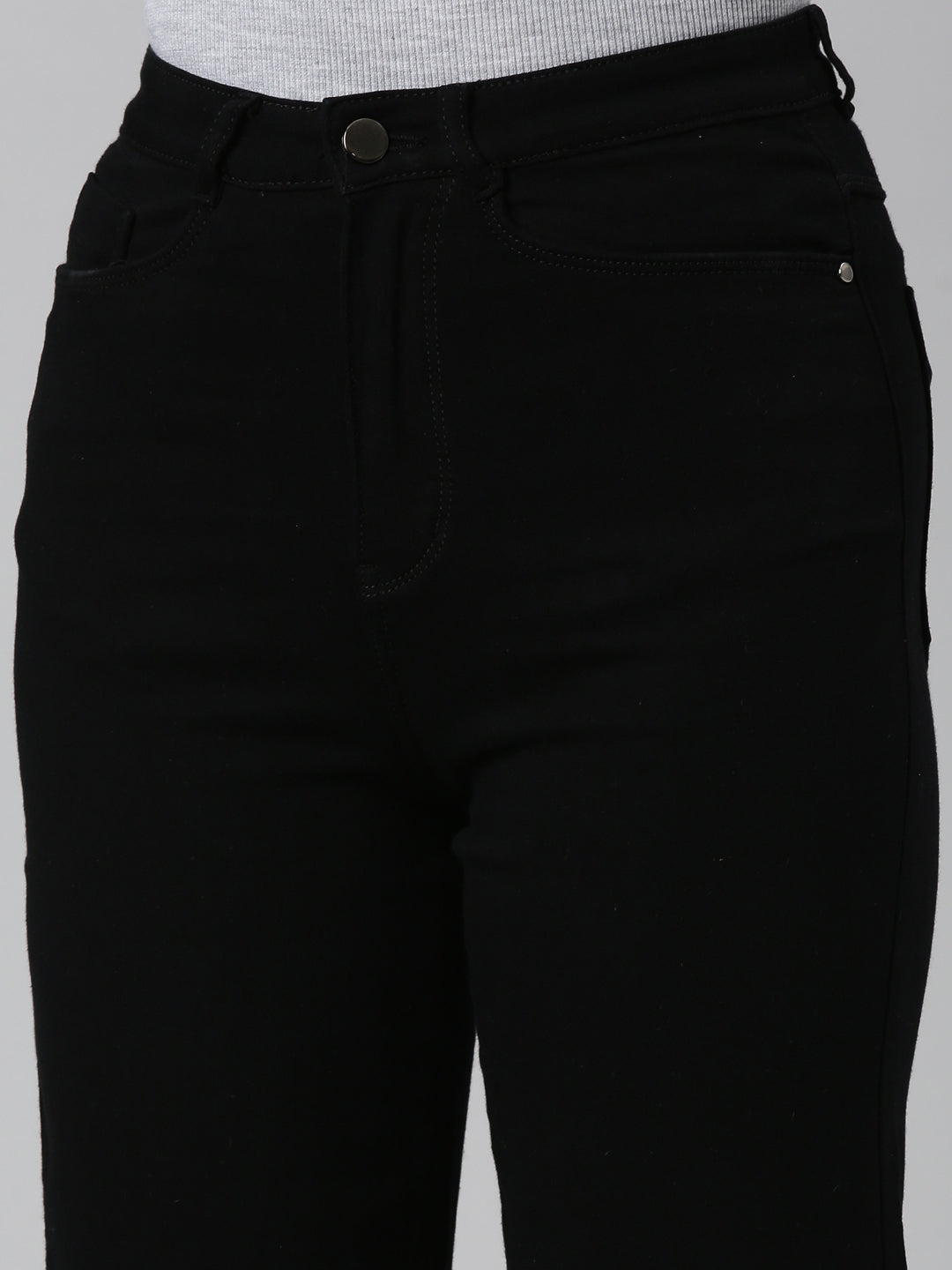 Women's Black Jean Acid Wash Wide Leg Mid-Rise Denim Jeans