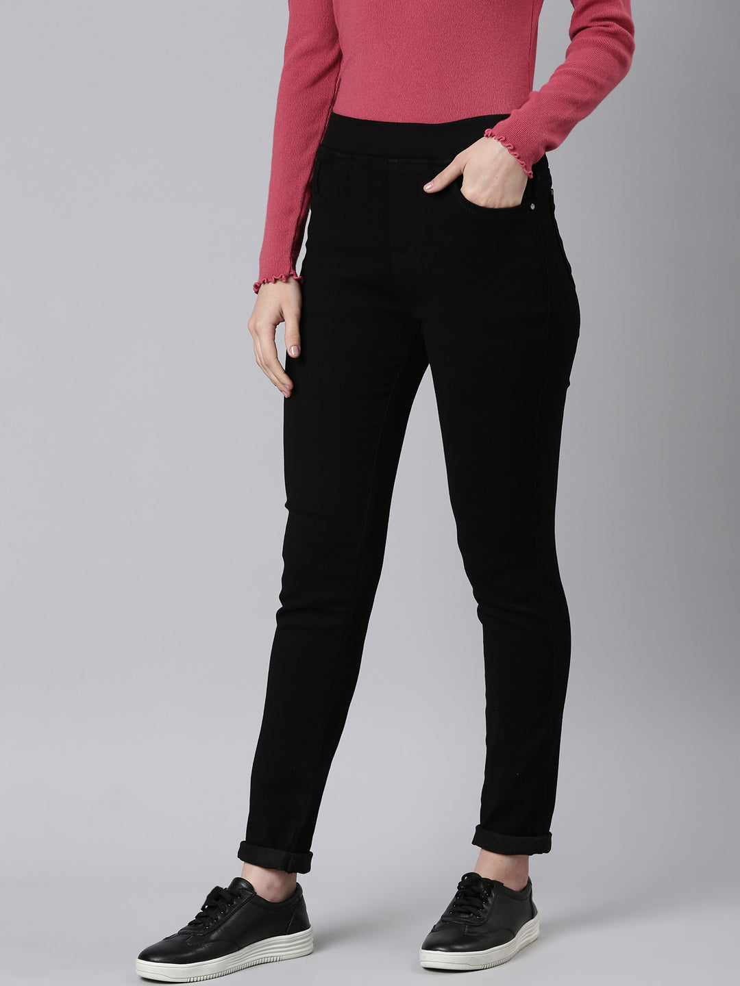 Women's Black Skinny Fit High-Rise Denim Jeans
